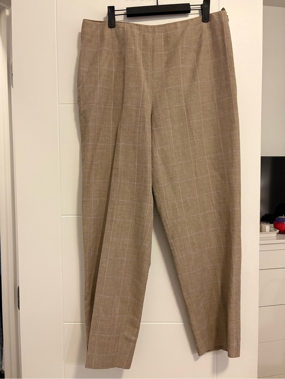 Silk & Linen Plaid Women's Dress Pants